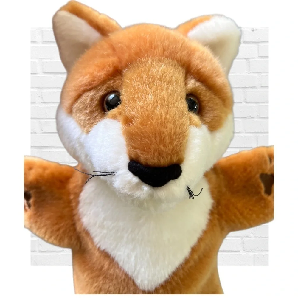 The Puppet Company Plush Fox Hand Puppet Orange and White Large